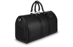 LOUIS VUITTON Keepall Crocodile Leather With Calfskin One Shoulder Crossbody Handheld Travel Bag Men"s Black
