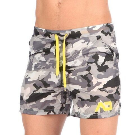 Мужские шорты удлиненные серые камуфляжные ADDICTED