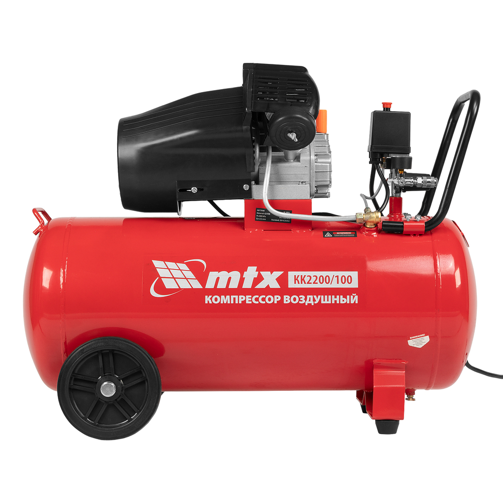 MTX Компрессор воздушный КК-2200/100 маслянный 2,2кВт 350л/мин 100л прямой привод