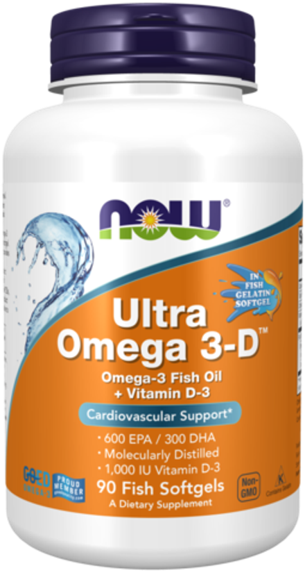 NOW Foods, Ультра омега с витамином Д-3, Ultra Omega 3-D, 90 капсул