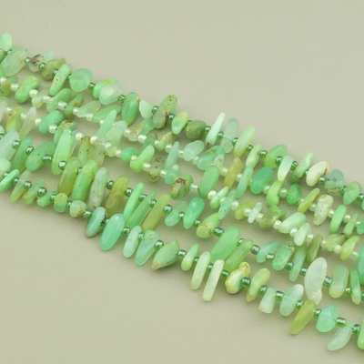 Нитка Амазонит 40 см. (Без замка) - Зеленая