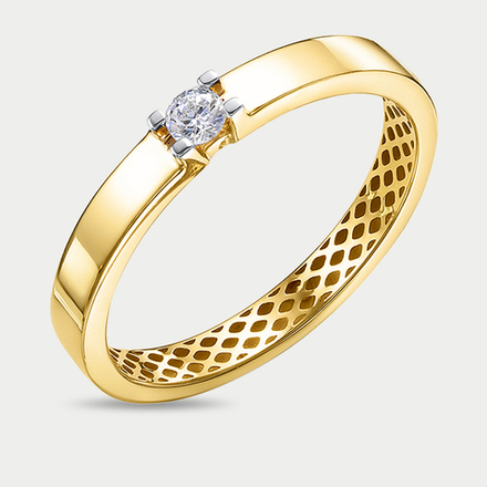 Кольцо женское из желтого золота 585 пробы с фианитами (арт. дф1101834рл)