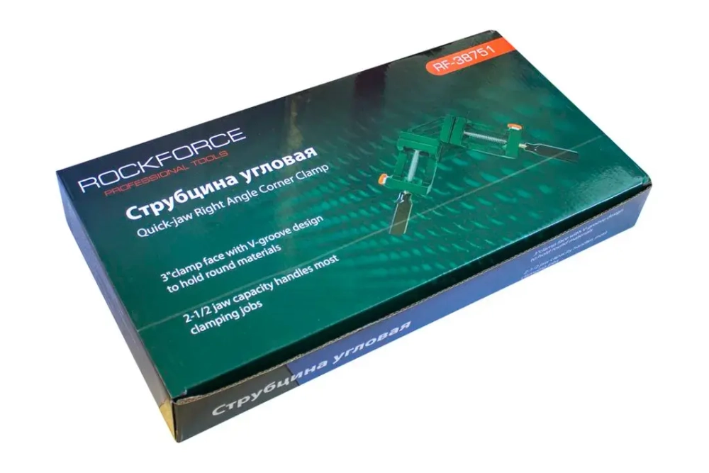 Струбцина винтовая угловая (2 зажима, max захват-70мм) RockForce##Rock FORCE RF-38751