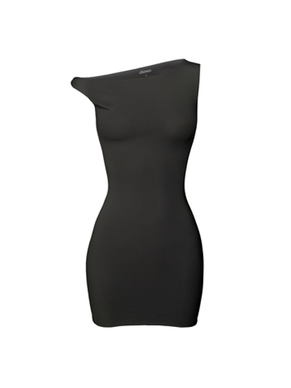 black asymmetric dress