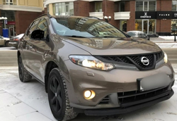 Защита переднего бампера (нержавейка) Nissan Murano (2010-2015) d57+d42 (черный)