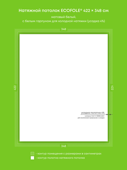 Матовый натяжной потолок 14.7 м2