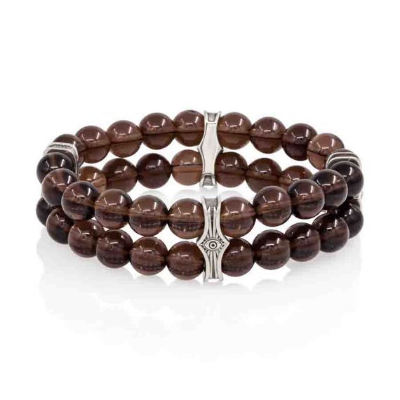 Браслет Всевидящее Око из Мельхиора Двойной с раухтопазом 8 мм, вид 1