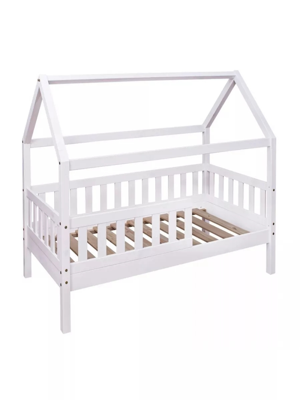 Одноярусная кровать Домик 90x200 см из массива сосны белая