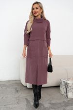 Платье трикотажное с разрезом (сливовый)-48р-р Р11-2008/7 Nikol