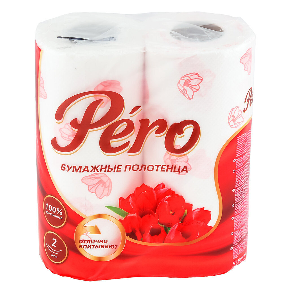 Полотенце бумажное 2-х слойное "Pero Tulip" 2 рулона, 88 листов