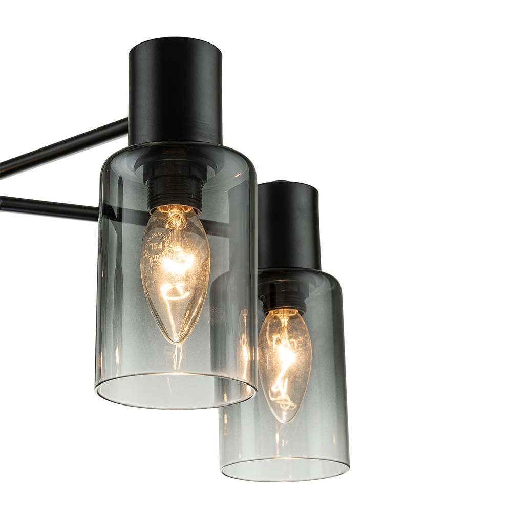 Светильник на штанге 5x40Вт, E14, металл/стекло, черный/хром