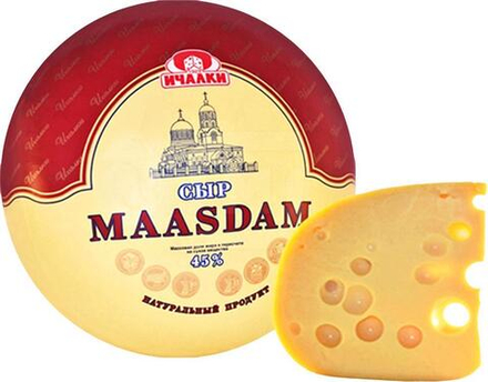 Сыр Маасдам Ичалки 45%, круг 4-5кг