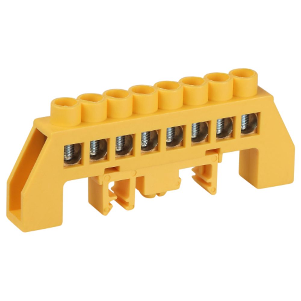 Шина ЭРА NO-224-116 PE земля в комбинированном изоляторе на DIN-рейку ШНИ-8х12-8-Д-желтый | Шины N, PE, PEN