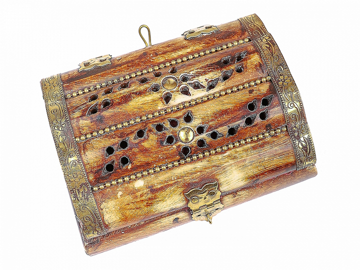 Шкатулка с инкрустацией кость латунь 11x8,5x5 см 461670