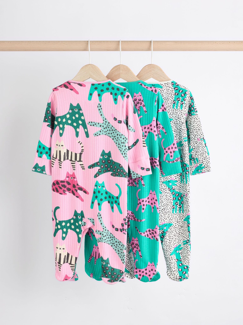 Комбинезон / Cлип для малышей Next B76-747, 3 шт., Розовый, Зеленый