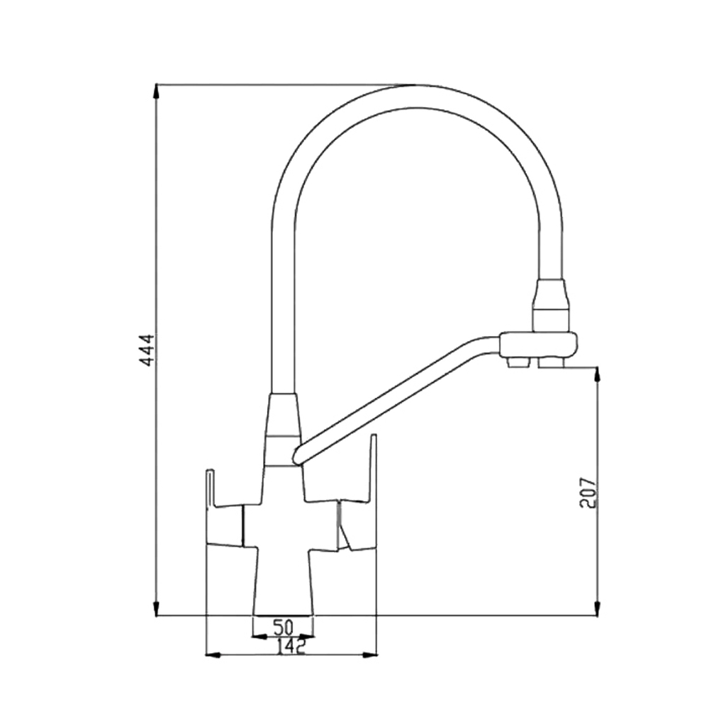 Смеситель для кухни 35к HB76855-7  HAIBA с вых. для питьевого фильтра б/отв п/шпильку ГИБКИЙ ЧЕРНЫЙ^