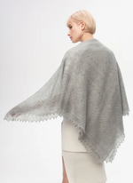 Оренбургский пуховый платок с шелком П1-120-03 серый