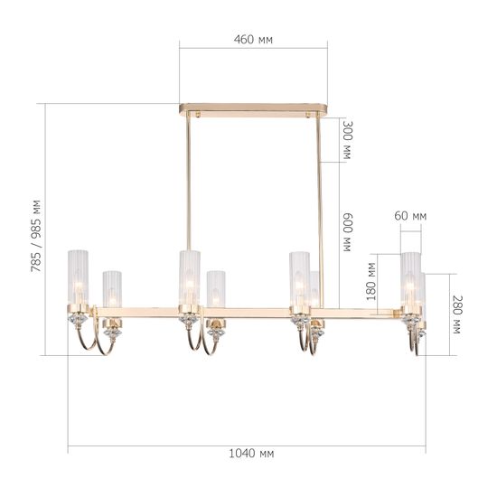 SL1402.223.08 Люстра подвесная ST-Luce Латунь/Прозрачный  E14*8 40W Elegra