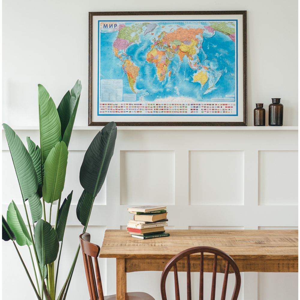 Карта Мира политическая Globen, 1:21,5 млн., 1570х1070 мм, интерактивная, с ламинацией, европодвес