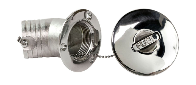 Горловина заливная для бензина, угловая, под шланг 50 мм, Marine Rocket