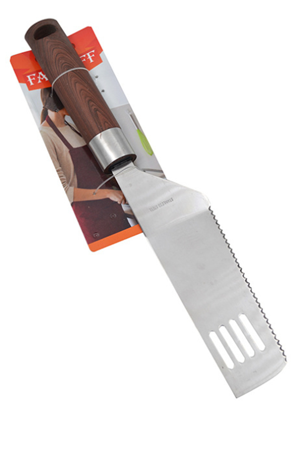 Лопатка/нож с прорезями Fanhoff "Wood" 28,5*4 см, 80814 нержавеющая сталь, пластик