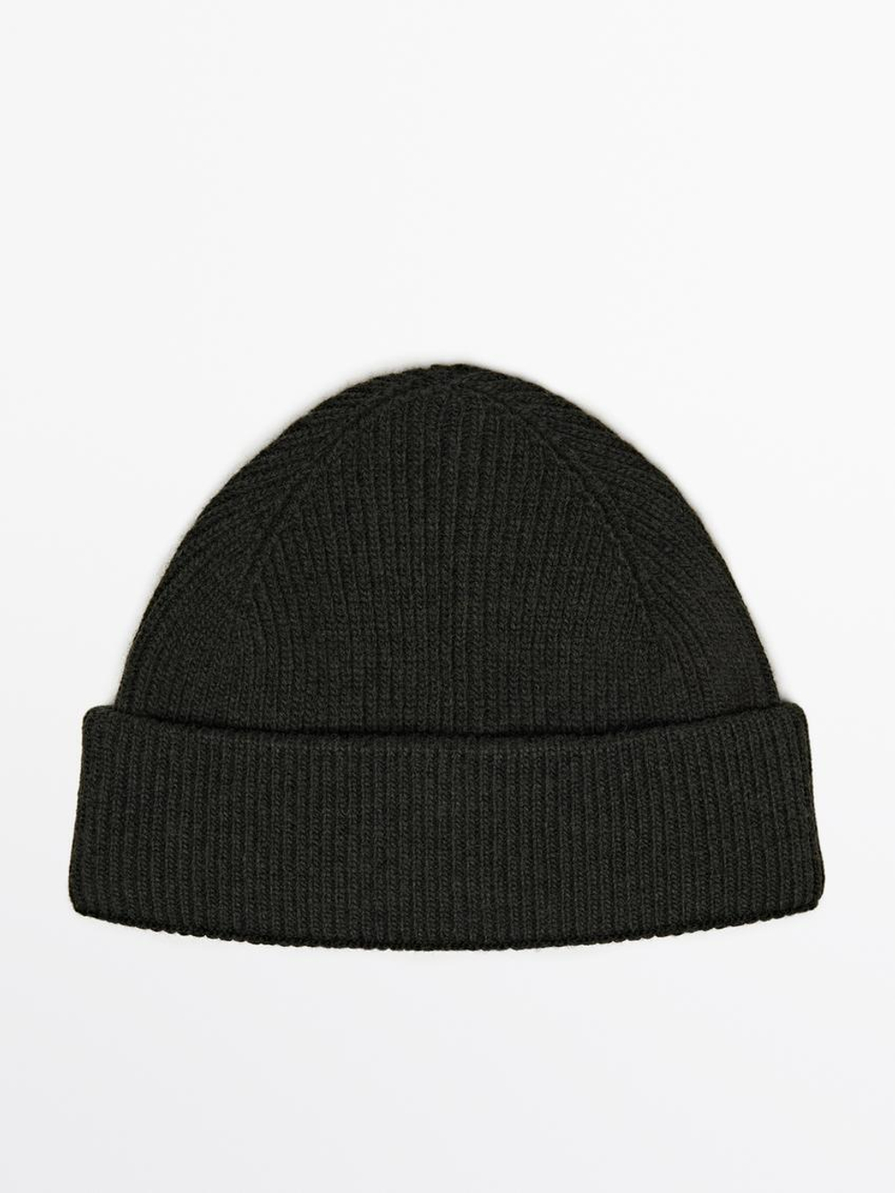 Massimo Dutti Шапка бини из 100% кашемира, темно-зеленый