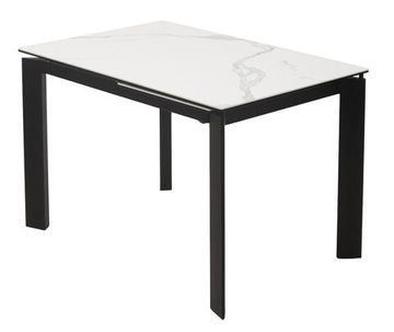 Стол CORNER 120 MATTE STATUARIO белый мрамор матовый керамика, стекло/черный каркас