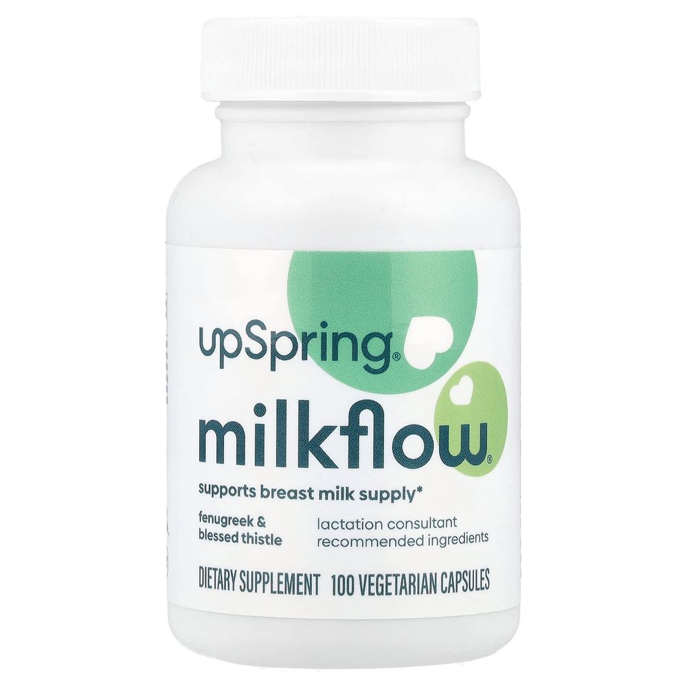 UpSpring, Milkflow, пажитник и кникус благословенный, 100 растительных капсул