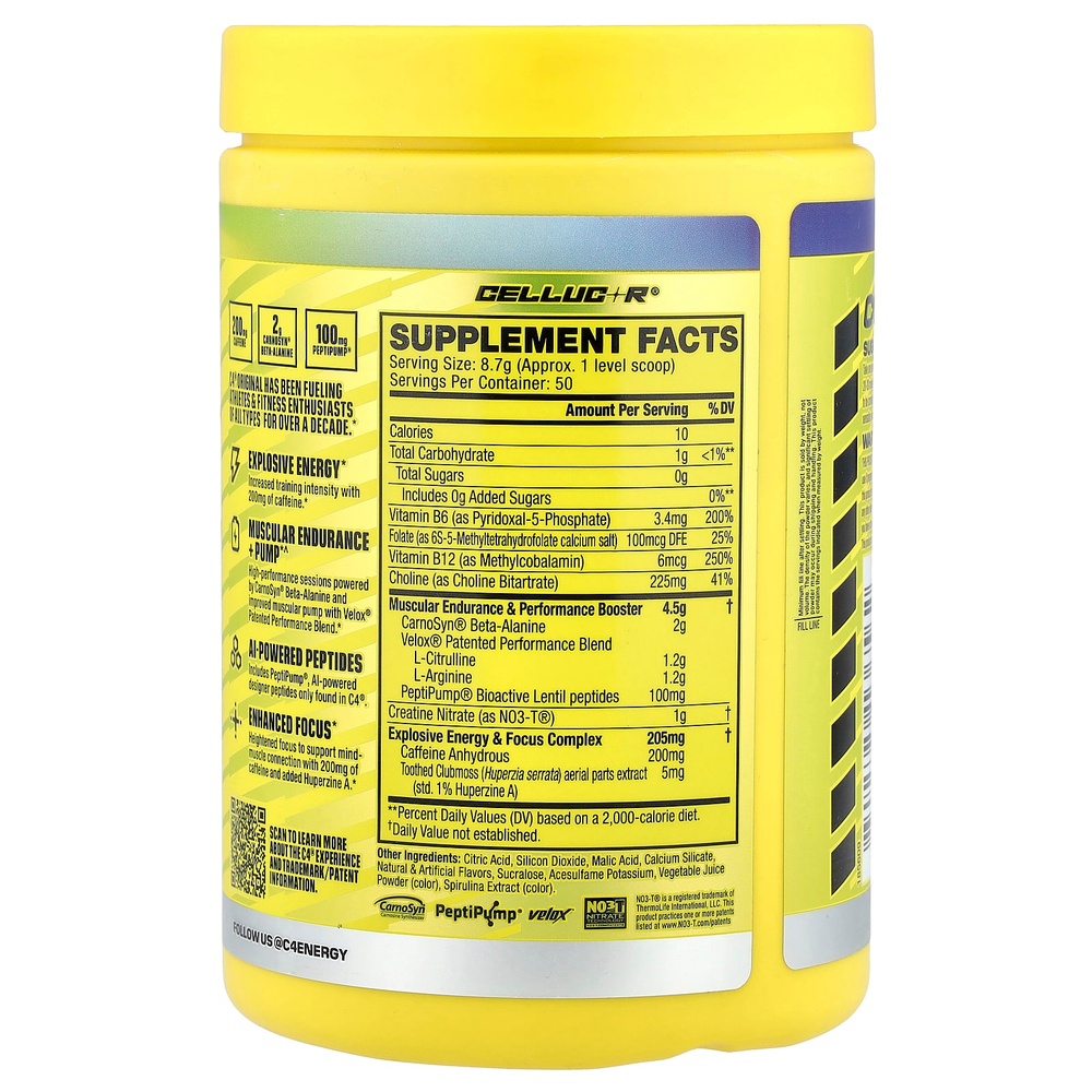 C4 / Cellucor, C4® Original, предтренировочный комплекс, со вкусом радуги, 435 г (15,3 унции)