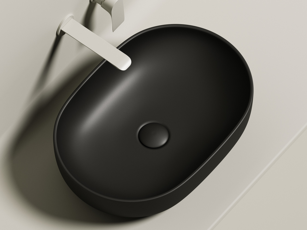 Умывальник чаша накладная овальная (цвет Черный Матовый) Element 600x415x135мм
