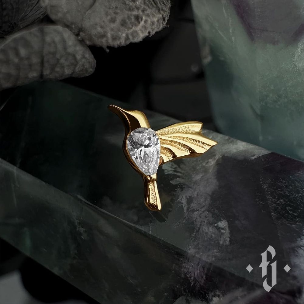 Накрутка &quot;Colibri&quot; - Желтое золото - White CZ