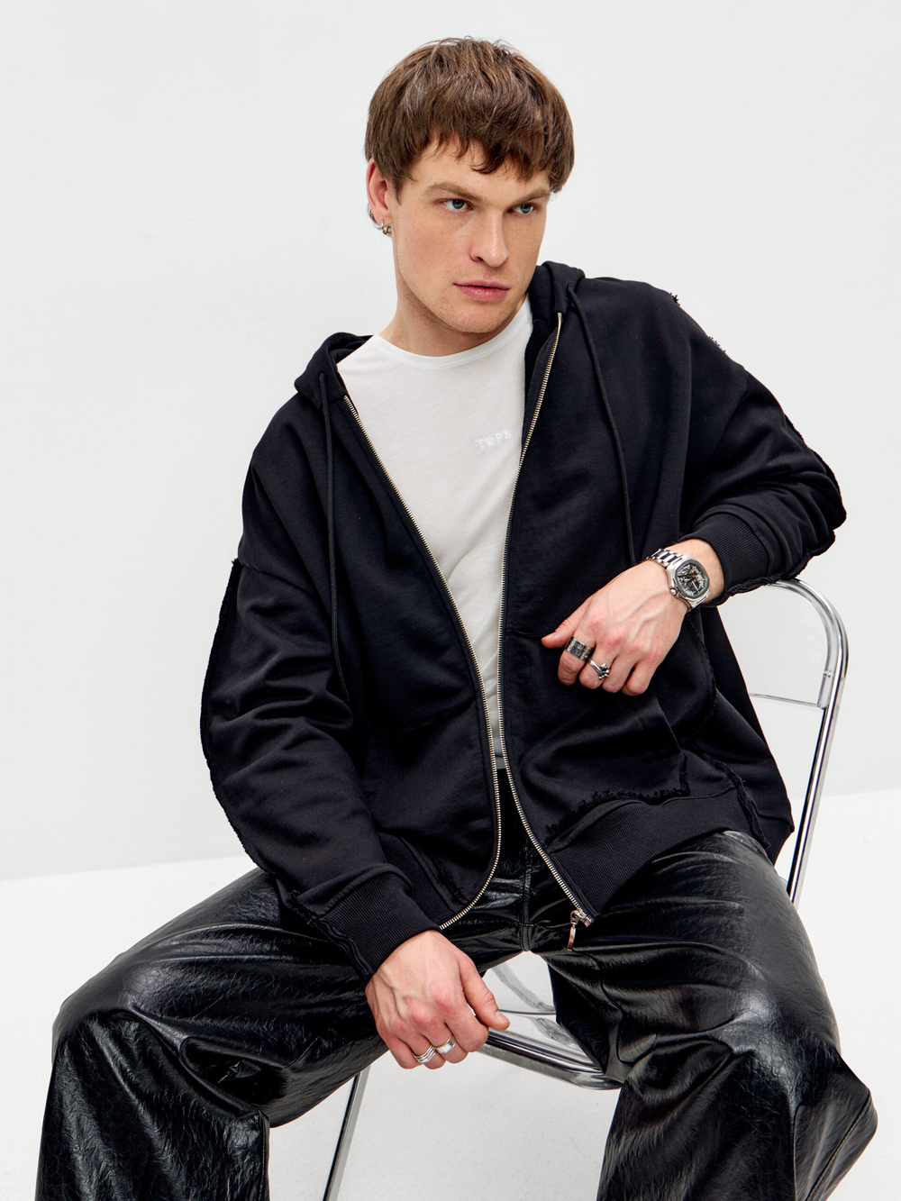 Зип-худи NEVER из черного хлопка