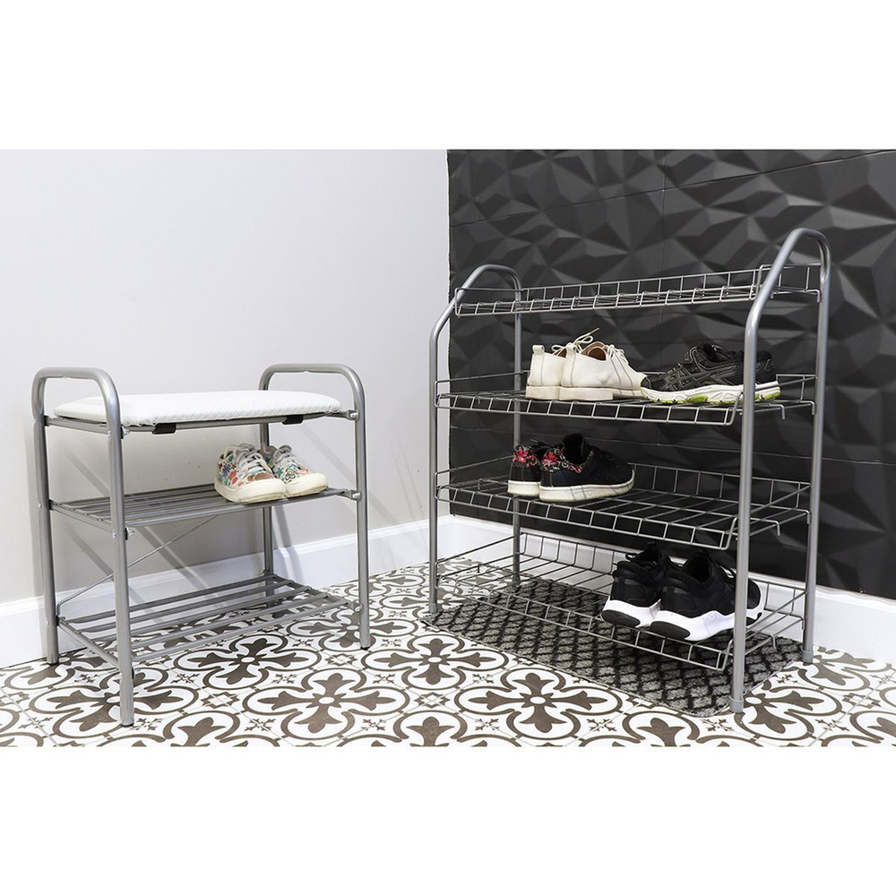 Полка для обуви, мет-л, 4 секц, 66х28х70 см, разборная, сер, Nika, ЭТ1/С