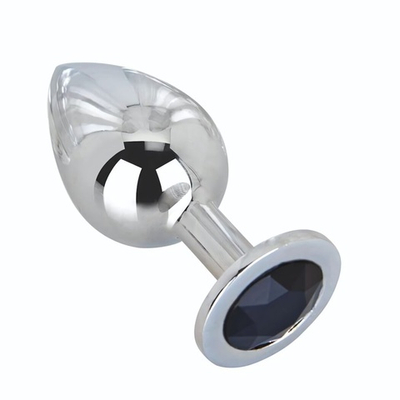 Большой стальной плаг с черным кристаллом Black Rave - 9,5 см. (Цвет: черный)