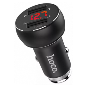 Автомобильное зарядное устройство USB Hoco Z22 (3.1A, 2 порта, с дисплеем) Черный