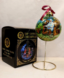 Шар новогодний (круговая роспись Палех) "Айболит" в коробке