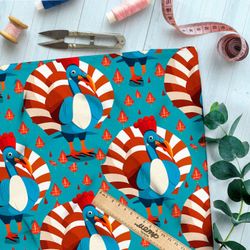 Ткань премиум таффета экзотические павлины