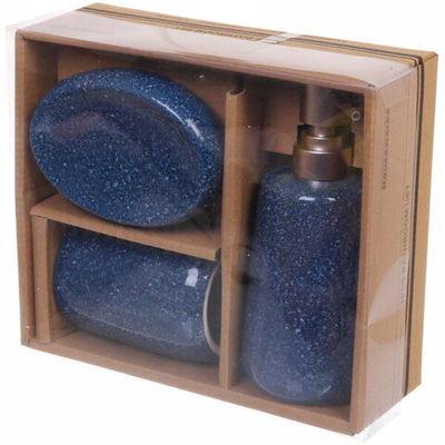 Набор для ванной из 3-х предметов керамический «Аура» синий
