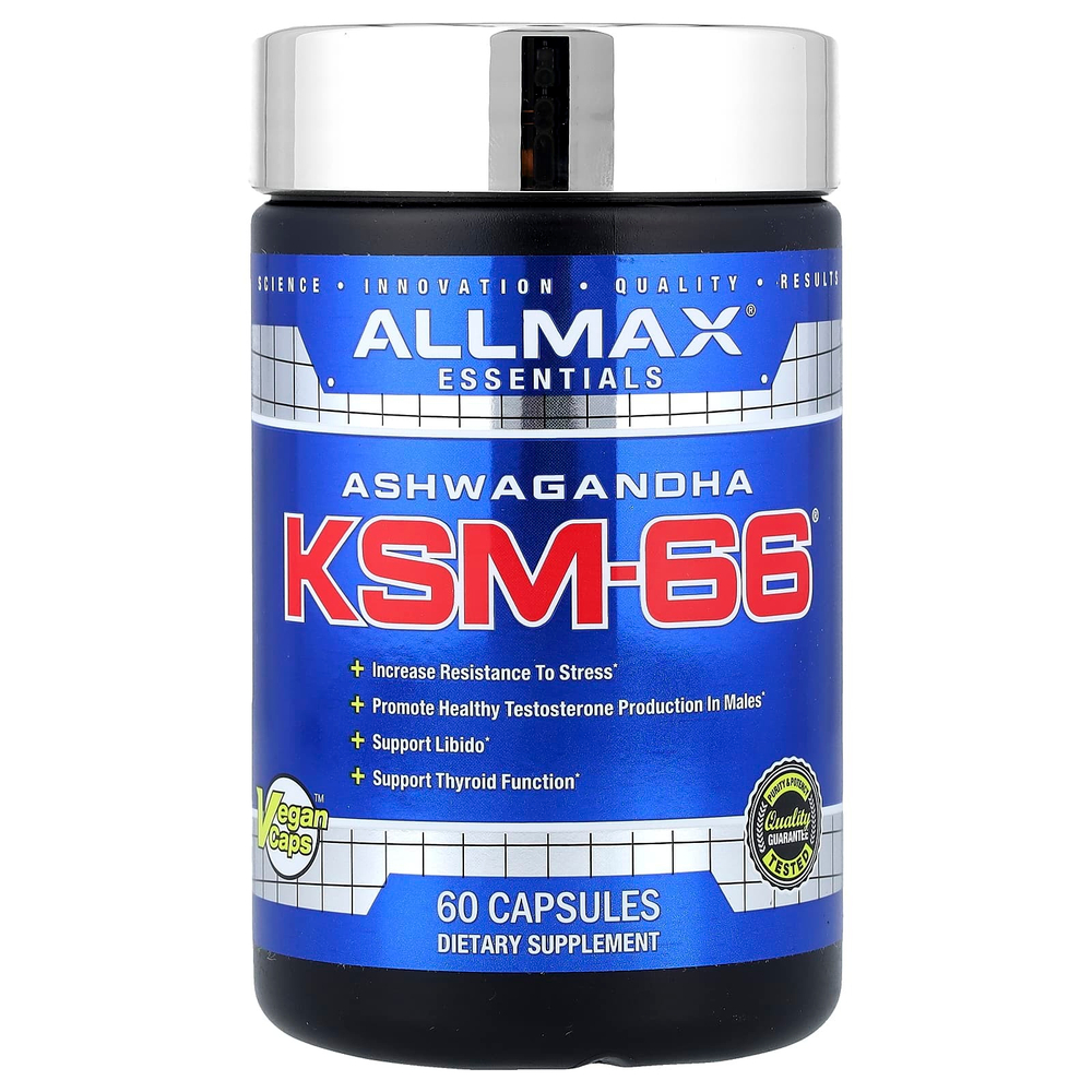 ALLMAX, Essentials, ашваганда KSM-66®, 60 капсул (300 мг в одной капсуле)