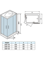 Душевая кабина WeltWasser  WW500 LAINE 1204 120х90 см,  прозрачное стекло, поддон низкий, крыша, гидромассаж