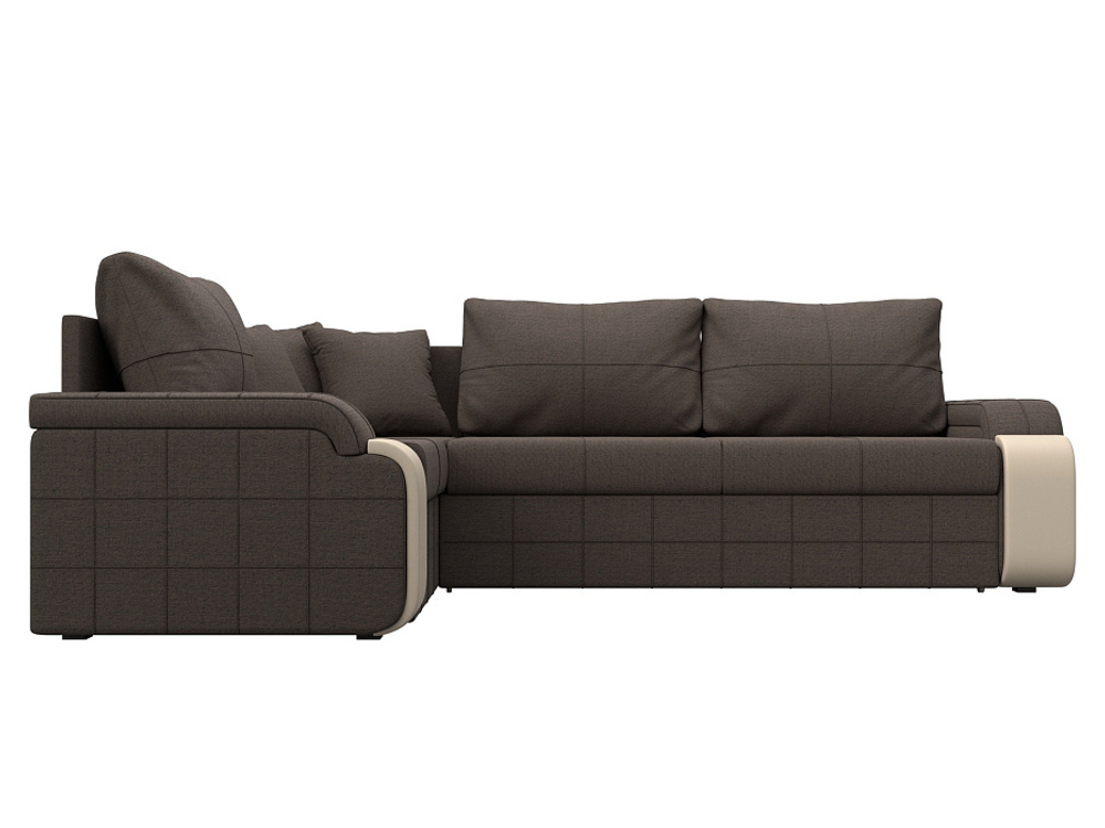 Диван угловой Николь левый угол, Амур 05 коричневый, Рогожка, 126001L