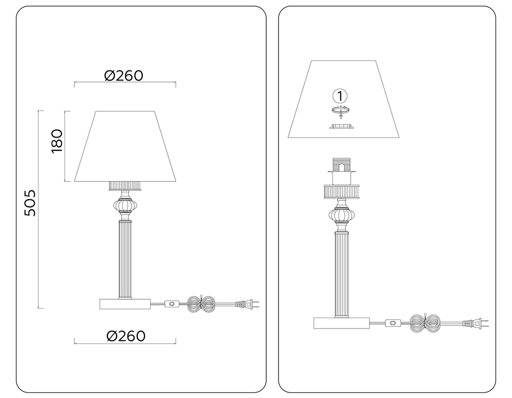 Светильник настольный LH71027 BS/WH латунь/белый E14 max 40W D260*505