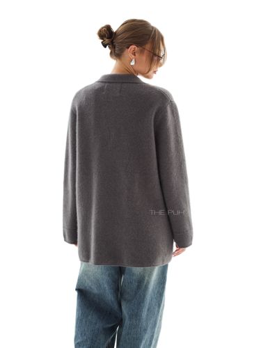 Двубортный темно-серый жакет из кашемира