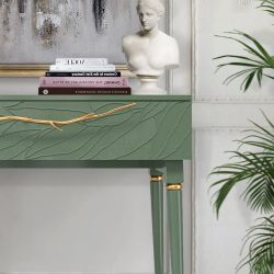 Консоль Арт Колор leaves Классик Голд Зеленый нефрит