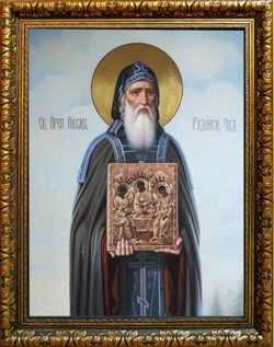 Никон Радонежский преподобный. Икона на холсте 17х21 см и 30х40 см