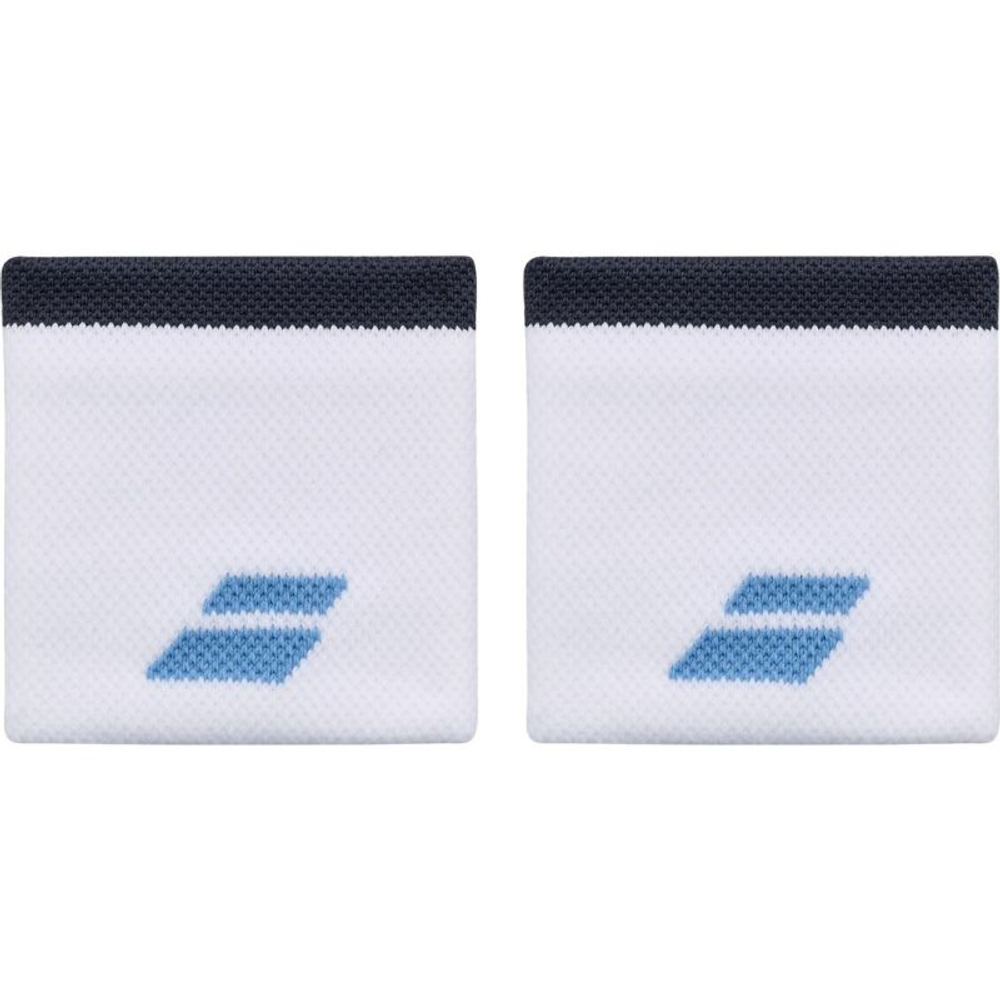 Теннисные напульсники Babolat Logo Wristband 2P - white/drive blue