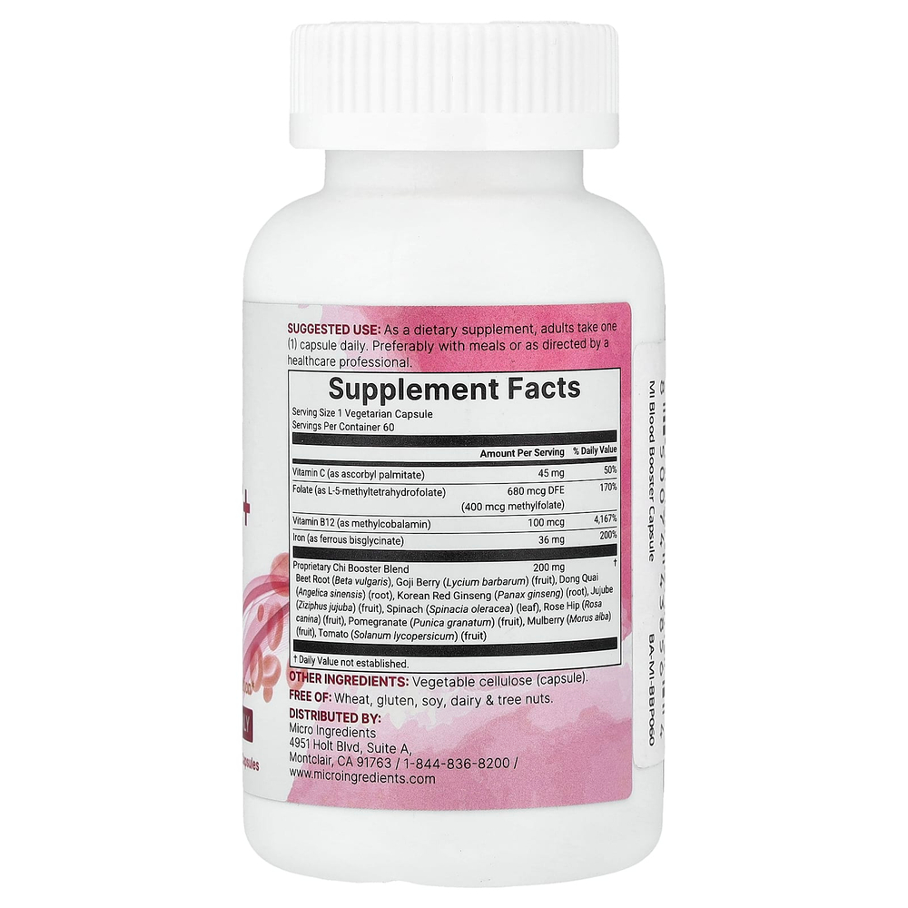 Micro Ingredients, Blood Booster+, 60 вегетарианских капсул