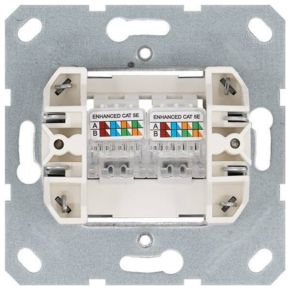 Интернет-розетка RJ45 двойная с накладкой, цвет Алюминий