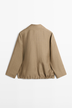 Massimo Dutti Бомбер из льняной смеси в полоску, пастельно-зеленый