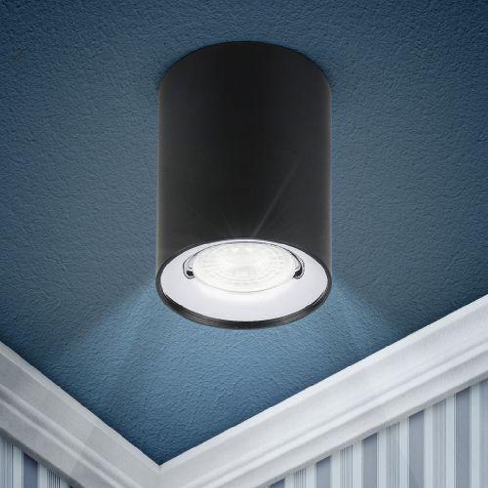 Светильник накладной под GU10 D80х100мм черн./хром OL1 GU10 BK/CH ЭРА Б0041502